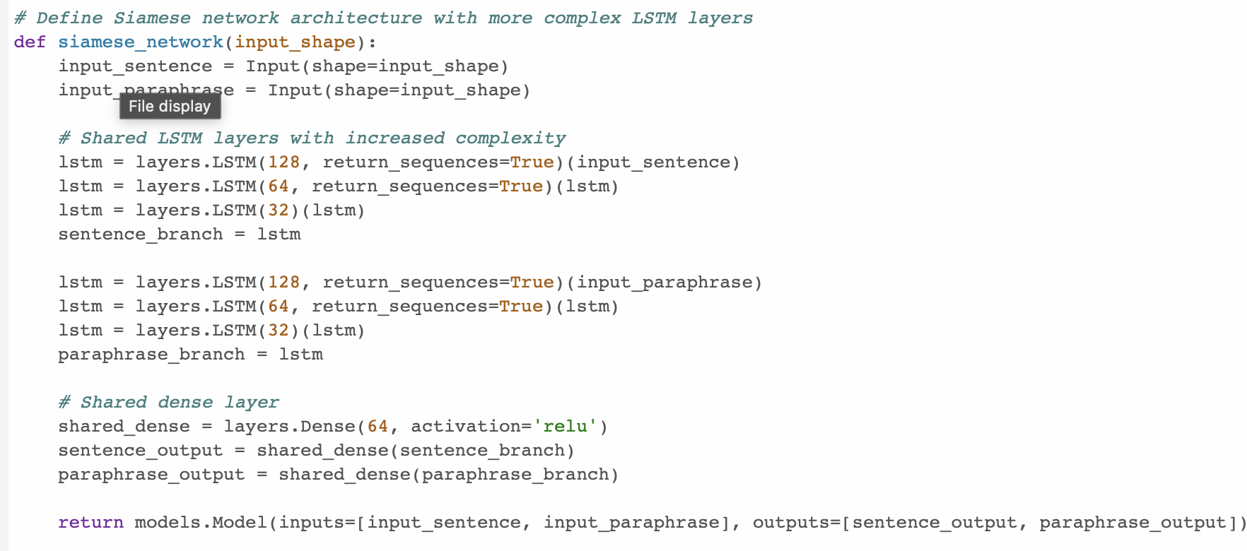 Siamese Neural Network Implementation