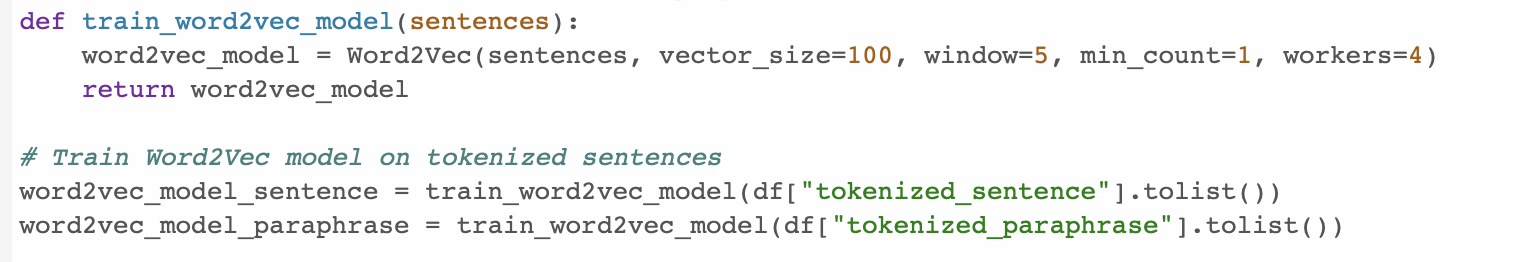 Word2vec implementation